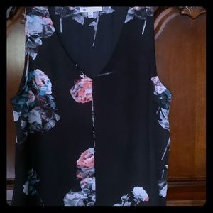 Navy flowered dress blouse